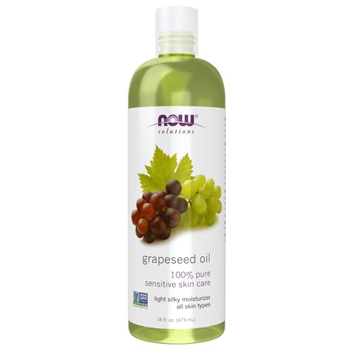 NOW Foods Solutions, Grapeseed Oil, Skin Care for Sensitive Skin, Light Silky Moisturizer for All Skin Types, 16-Ounce